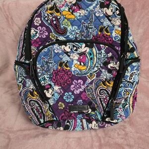 Vera Bradley Multicolor Purple & Blue Paisley Disney Quilted Mini Backpack